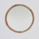 Decorative Round Hanging Wall Mirror With Bead Design Frame - Natural by HouseOfZazla