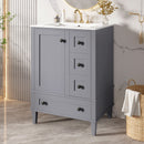 Bathroom Vanity With Integrated Basin, Soft Close Drawers, Door Mounted Double Layer Shelf by Unique Piece Furniture
