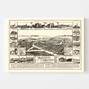 Vintage Map of Marysville & Yuba City, California 1888