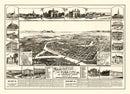 Vintage Map of Marysville & Yuba City, California 1888