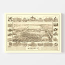Vintage Map of Modesto, California 1888
