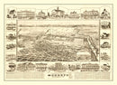 Vintage Map of Modesto, California 1888