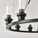9-Light Black Wagon Wheel Chandelier