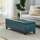 Upholstered PU Leather Storage Ottoman, Solid Wooden Legs by HouseOfZazla