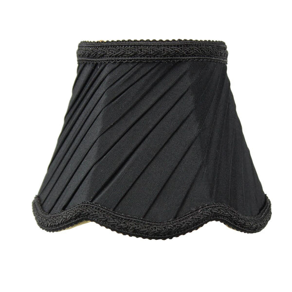 5"W x 4"H Set of 6 Pleated Scallop Clip-on Candelabra Lampshade Black Fabric, photo 2 of 7