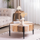 Rustic Manufactured Wood Flower-Shaped Coffee Table with Metal Legs
