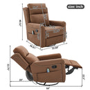 Manual Recliner Swivel Rocking Chair With 8-Point Massage and Heating