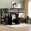 Loft Bed With Stairs, Bookshelf, Drawers, Desk & Wardrobe, Space Saving Multifunctional Furniture by HouseOfZazla