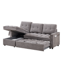 78.75" Reclining Sofa, Pull-Out Sofa Bed with USB and tape-c charging ports, L-Shaped Sectional Sofa with Reclining Storage and Arm Side Organizer Pocket Features, Living Room Comfort Sofa
