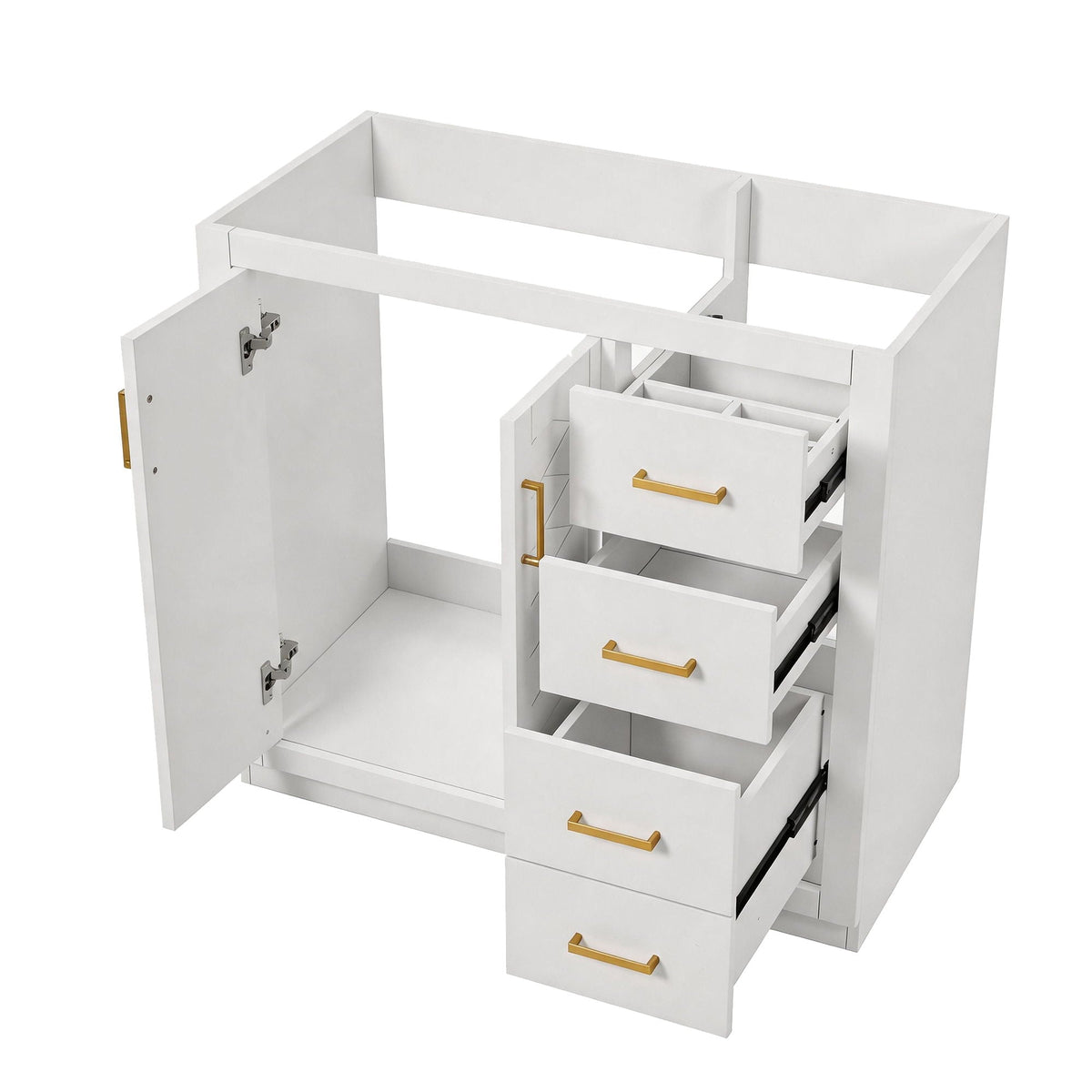 Retro Style Bathroom Vanity, 3 Drawers & Soft Closing Doors, photo 32 of 40