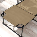 2 Piece Folding Chaise Lounge with 5-level Reclining Back, Outdoor Tanning Chair with Reading Face Hole, Outdoor Lounge Chair with Side Pocket & Headrest for Beach, Yard, Patio, Beige