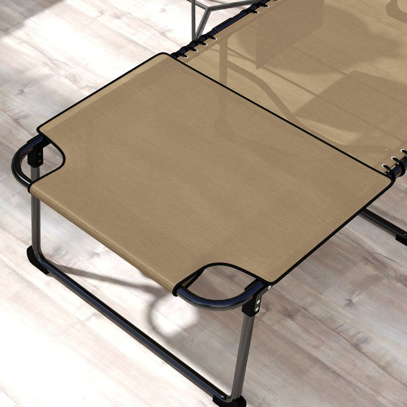 2 Piece Folding Chaise Lounge with 5-level Reclining Back, Outdoor Tanning Chair with Reading Face Hole, Outdoor Lounge Chair with Side Pocket & Headrest for Beach, Yard, Patio, Beige