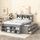 Bed With Bookcase Headboard, Under Bed Storage Drawers And Bed End Storage Case by HouseOfZazla