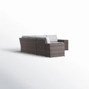 Wide Reversible Outdoor Sectional Sofa With Cushions - Brown / Gray by HouseOfZazla