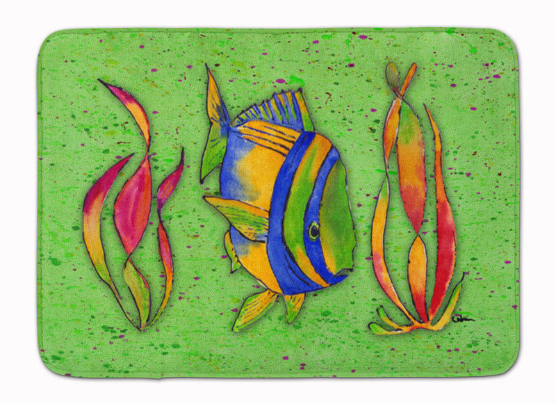 Tropical Fish on Green Machine Washable Memory Foam Mat 8568RUG