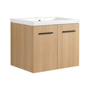 Floating Bathroom Vanity With Sink, Wall Mounted Double Door Storage