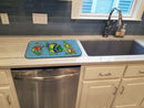 Tropical Fish on Blue Dish Drying Mat Absorbent Dish Drying Mat Pad for Kitchen Counter Dish Drainer Mat for Countertop, 14 x 21", Multicolor