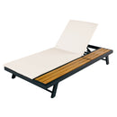 Black Iron and Teak Finish Outdoor Chaise Lounge Set by HouseOfZazla