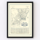 Vintage Map of Santa Cruz, California 1920