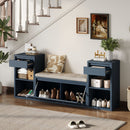 Entryway Storage Bench With Cushion, Drawers & Open Shelves by HouseOfZazla