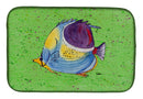 Tropical Fish on Green Dish Drying Mat Absorbent Dish Drying Mat Pad for Kitchen Counter Dish Drainer Mat for Countertop, 14 x 21", Multicolor