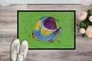 Tropical Fish on Green Doormat Indoor Outdoor 24H X 36W Front Door Mat Rugs for Entryway, Non Slip Washable Low Pile,