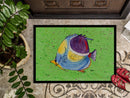 Tropical Fish on Green Doormat Indoor Outdoor 24H X 36W Front Door Mat Rugs for Entryway, Non Slip Washable Low Pile,
