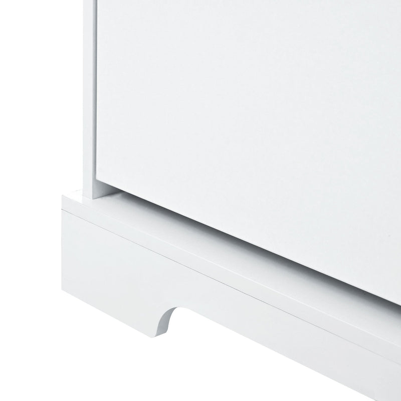 All in One Hall Tree with 3 Top Shelves and 2 Flip Shoe Storage Drawers, Wood Hallway Organizer with Storage Bench and Metal Hanging Hooks, White