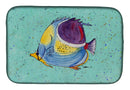Tropical Fish on Teal Dish Drying Mat Absorbent Dish Drying Mat Pad for Kitchen Counter Dish Drainer Mat for Countertop, 14 x 21", Multicolor