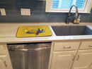 Tropical Fish on Mustard Dish Drying Mat Absorbent Dish Drying Mat Pad for Kitchen Counter Dish Drainer Mat for Countertop, 14 x 21", Multicolor