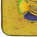 Tropical Fish on Mustard Dish Drying Mat Absorbent Dish Drying Mat Pad for Kitchen Counter Dish Drainer Mat for Countertop, 14 x 21", Multicolor