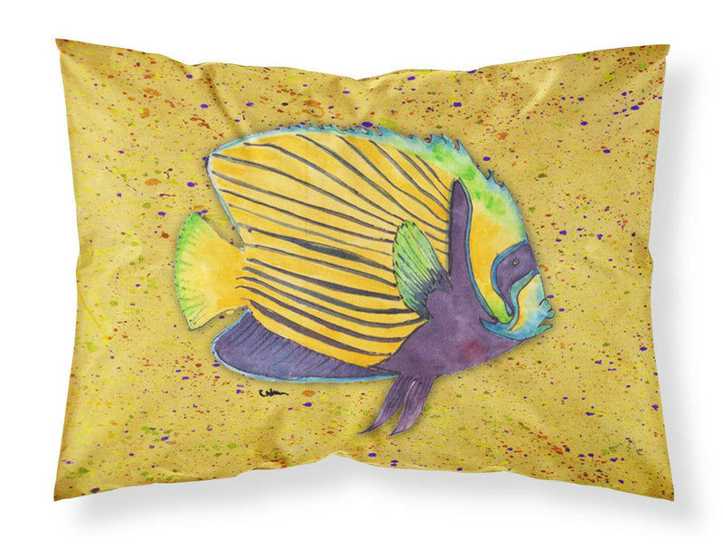 Tropical Fish on Mustard Moisture wicking Fabric standard pillowcase