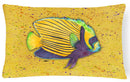 Tropical Fish on Mustard Decorative Throw Pillow 12x16 Indoor Outdoor Accent Cushion, Fabric Cover with Insert for Sofa, Bed, Porch & Living Room