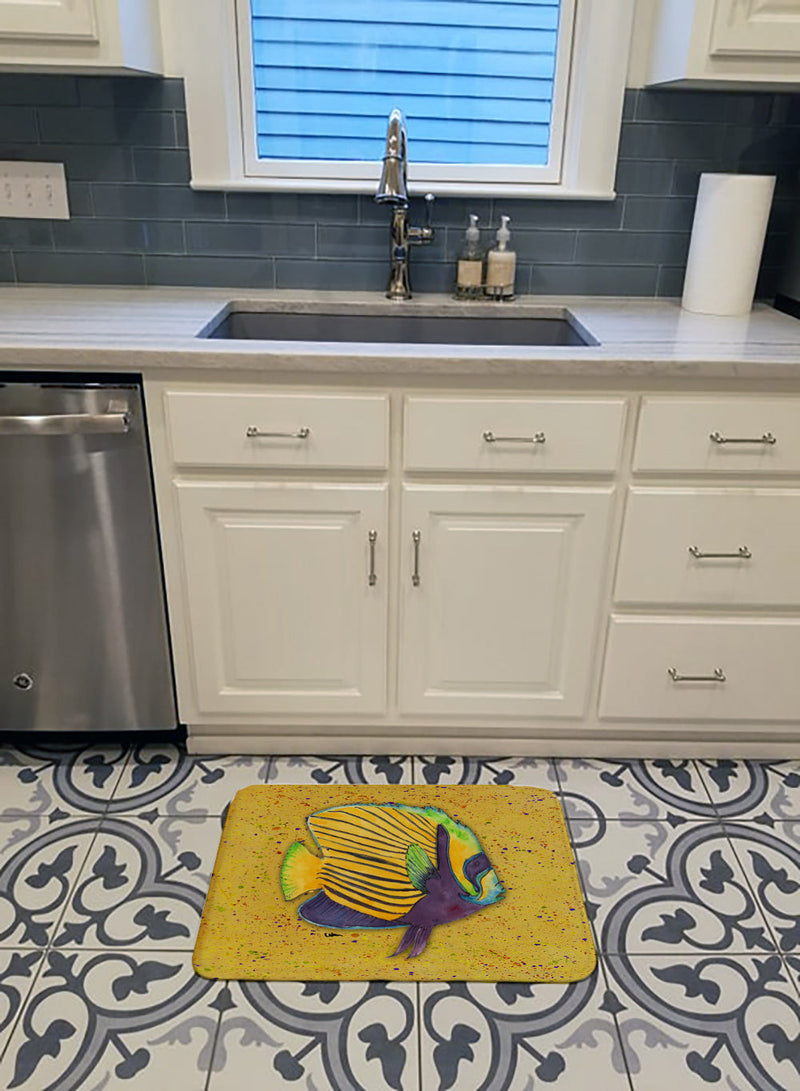 Tropical Fish on Mustard Machine Washable Memory Foam Mat 8577RUG