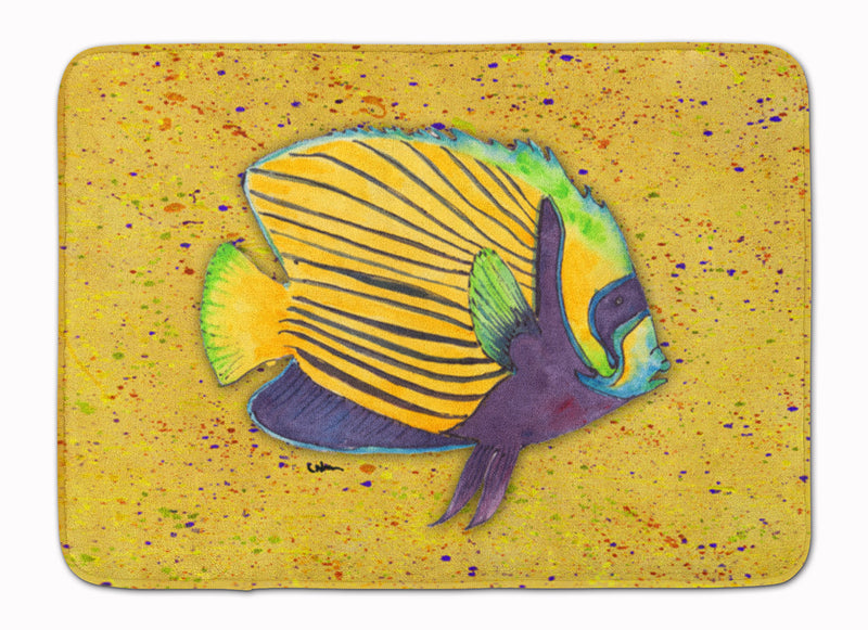 Tropical Fish on Mustard Machine Washable Memory Foam Mat 8577RUG