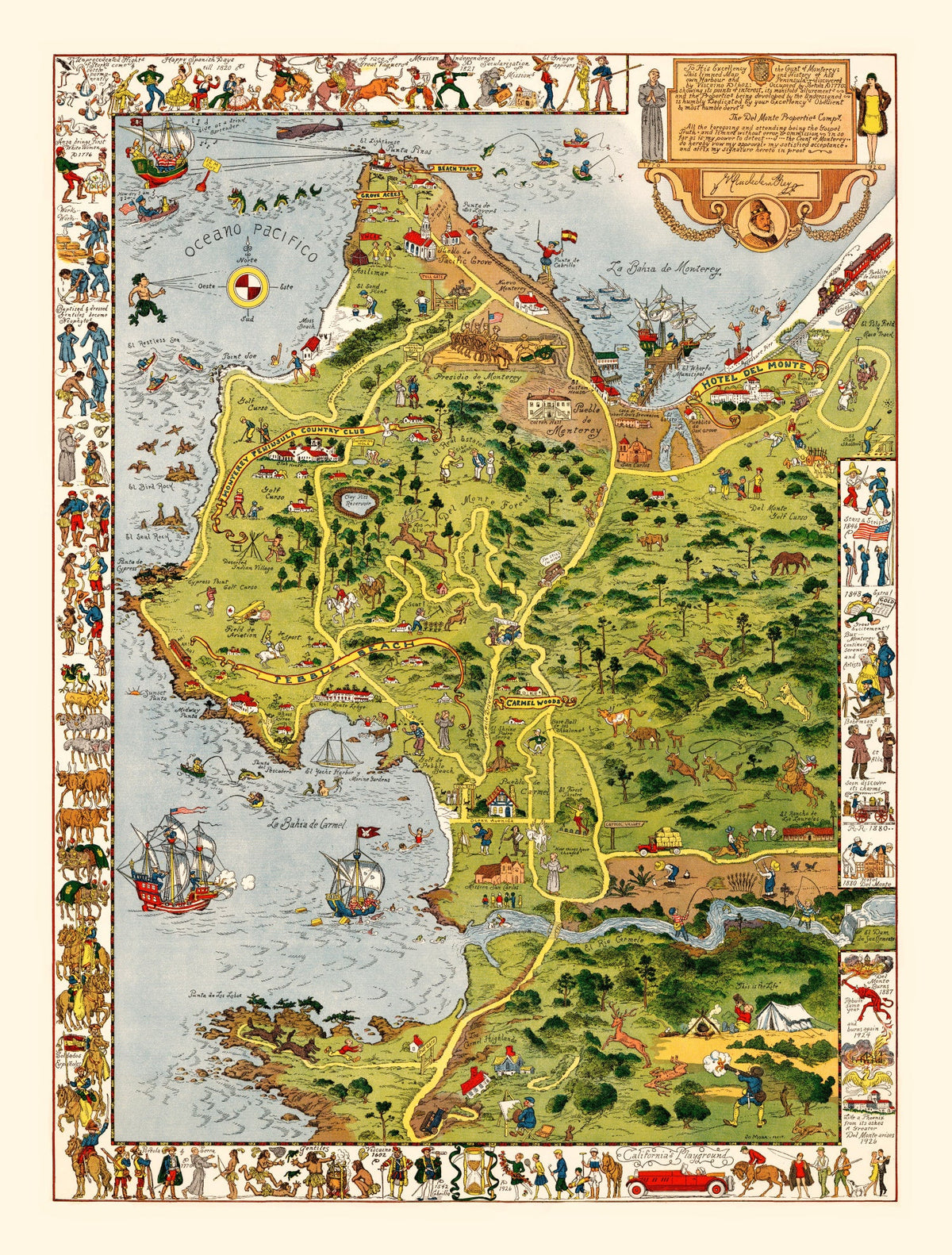 Vintage Monterey Peninsula Map 1926, photo 5 of 5
