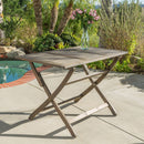 Blissique Outdoor Foldable Wood Dining Table With Slat Design