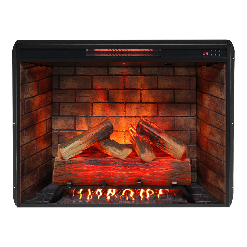 33 inch Infrared Electric Fireplace Insert, Touch Panel Home Decor Heater, Smokeless Firebox With Trim Kit