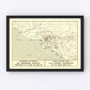 Vintage Map of Pasadena, California 1935