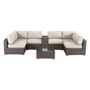 Elegant 4 Person Wicker Patio Seating Set With Cushions And Glass Top Table by HouseOfZazla