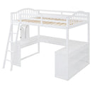 Loft Bed With Drawers, Cabinet, Shelves With Desk