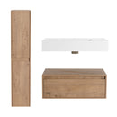 Modern Wall Mounted 30 Inch Bathroom Vanity With Resin Sink And 2 Side Cabinet In Imitative - Imitative Oak by HouseOfZazla