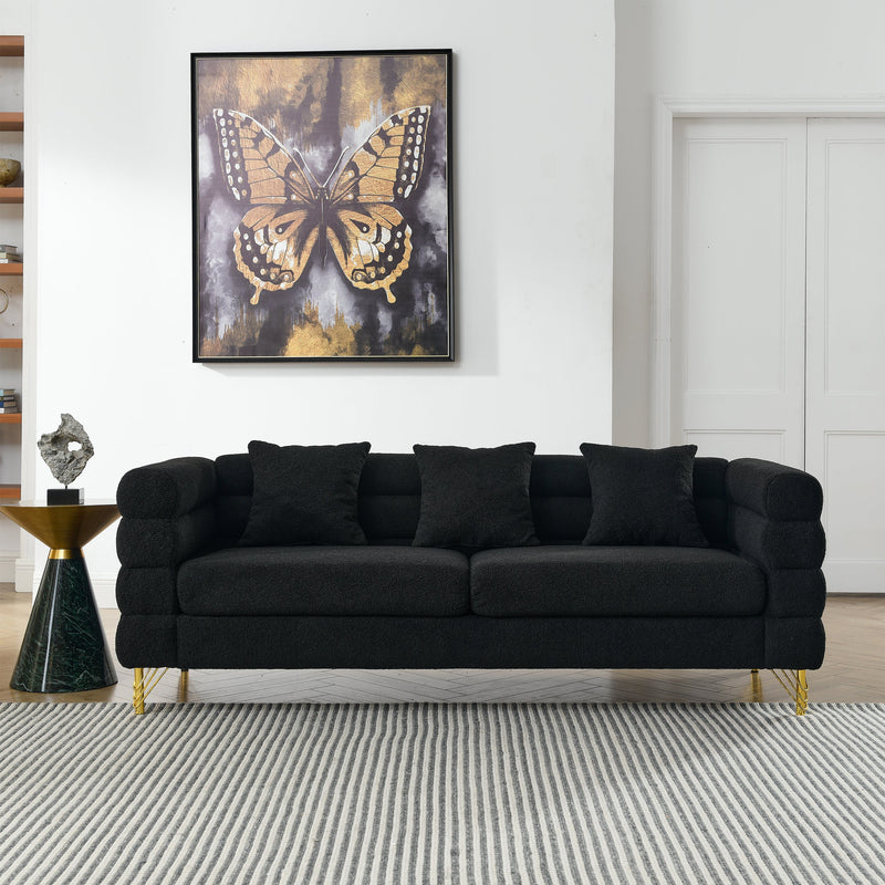 3-seater + 3-seater Combination sofa.BLACK teddy