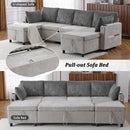 Sectional Sofa Bed With Pull Out Sleeper, USB Ports, Cup Holders by Unique Piece Furniture
