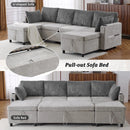 Sectional Sofa Bed With Pull Out Sleeper, USB Ports, Cup Holders by HouseOfZazla