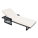 Black Iron Outdoor Chaise Lounge with Cream Cushion