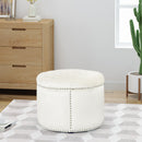 Elegant Round Ottoman Footstool With Studded Rim by HouseOfZazla