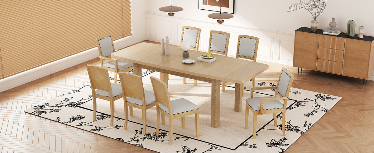 TOPMAX Rustic Extendable 84inch Dining Table Set, photo 3 of 10