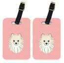 Checkerboard Pink Pomeranian Luggage Tag