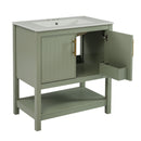 Elegant Bathroom Vanity With Ceramic Sink And Versatile Storage by HouseOfZazla